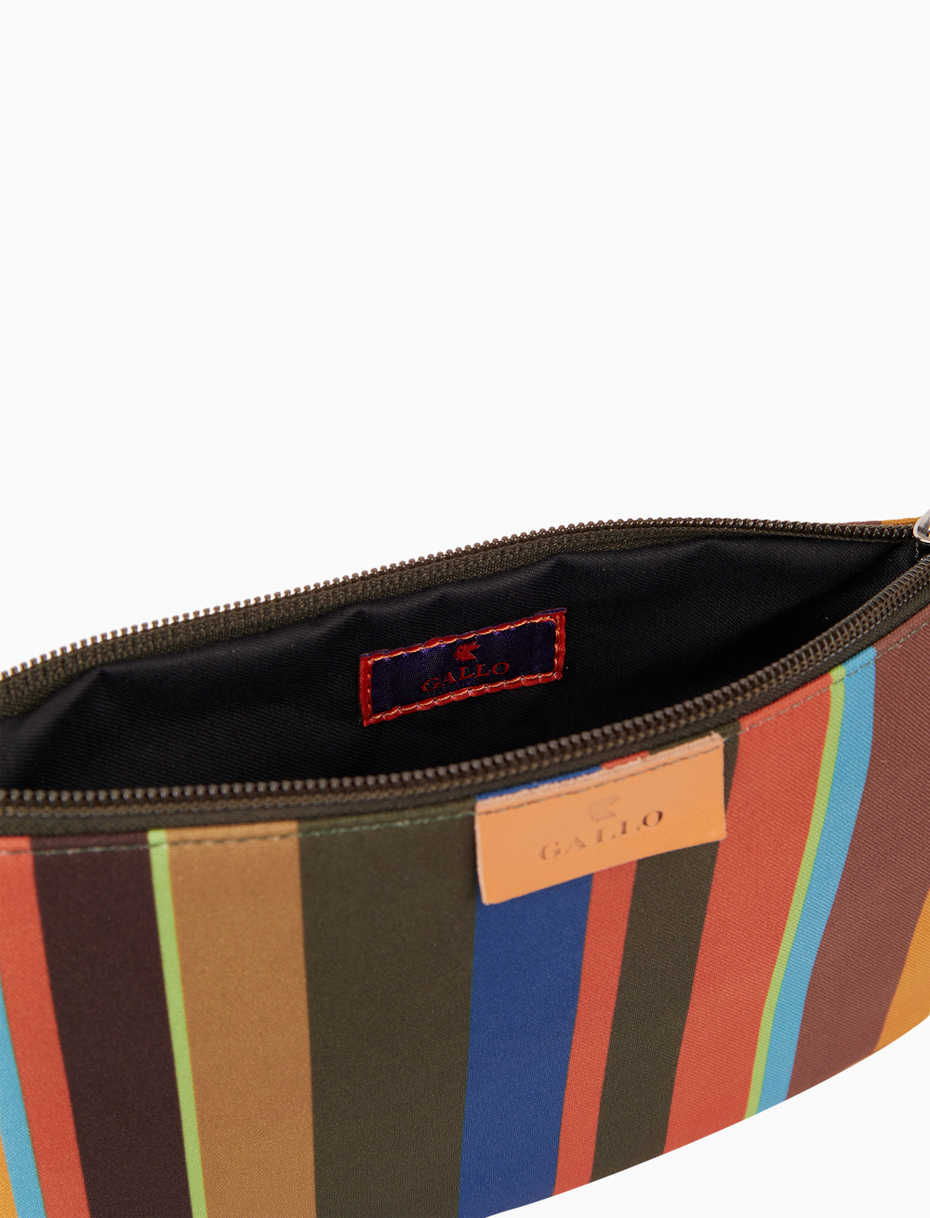 Contemporary unisex pouch in green with multicoloured stripes - Gallo 1927 - Official Online Shop