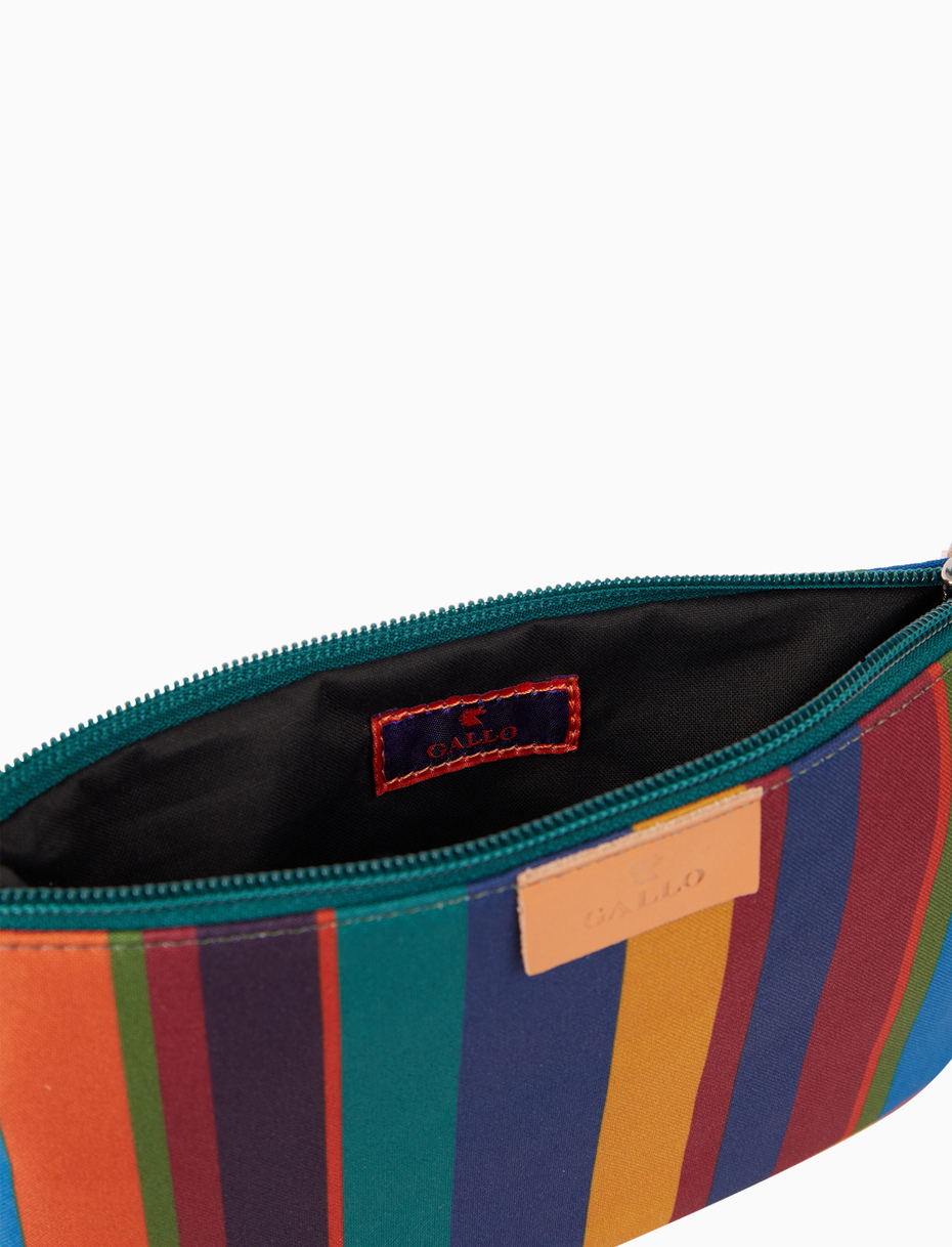 Contemporary unisex pouch in blue with multicoloured stripes - Gallo 1927 - Official Online Shop