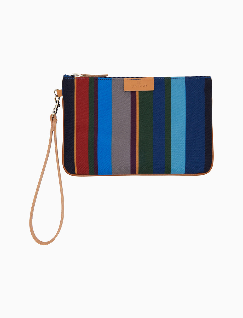 Contemporary unisex pouch in blue with multicoloured stripes - Gallo 1927 - Official Online Shop