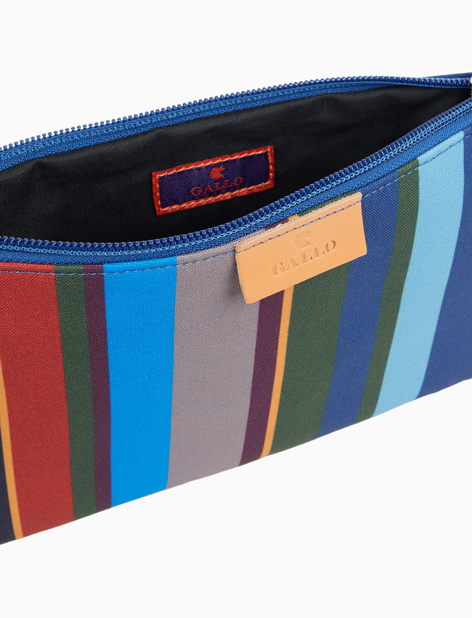 Contemporary unisex pouch in blue with multicoloured stripes - Gallo 1927 - Official Online Shop