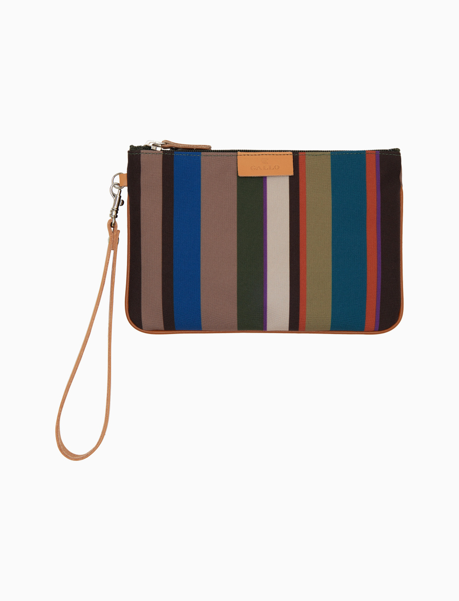 Contemporary unisex pouch in beige with multicoloured stripes - Gallo 1927 - Official Online Shop