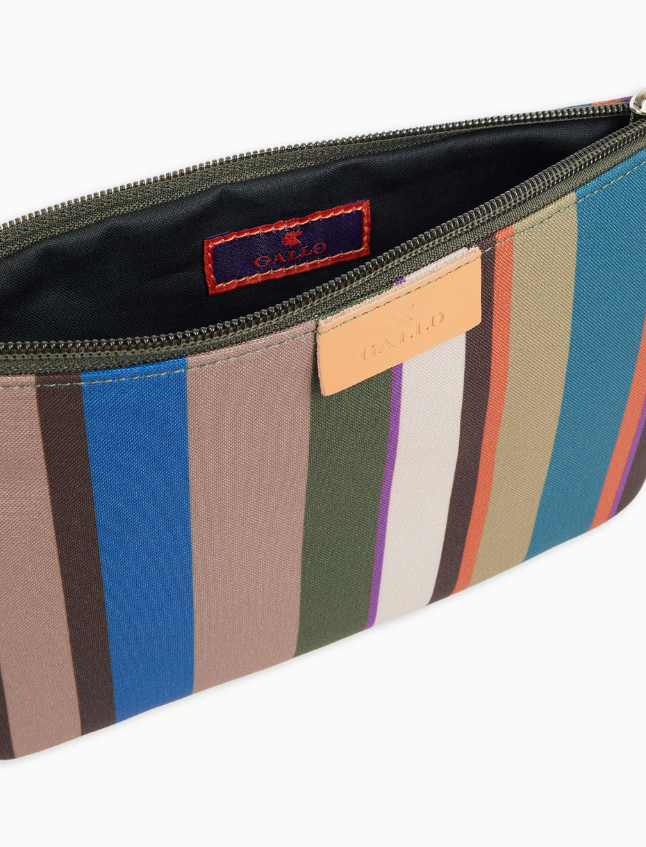 Contemporary unisex pouch in beige with multicoloured stripes - Gallo 1927 - Official Online Shop