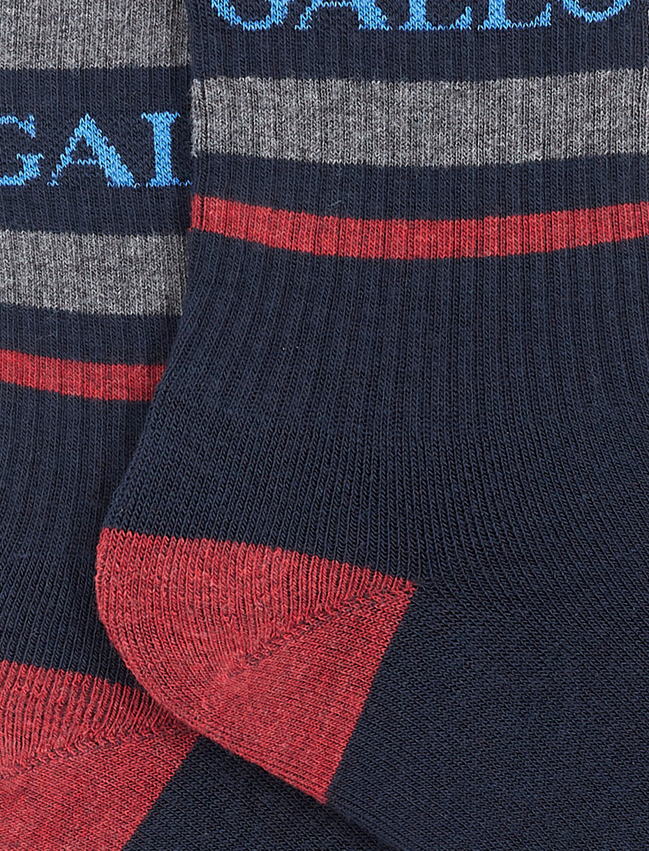 Men's short navy blue cotton terry cloth socks with Gallo writing | Gallo