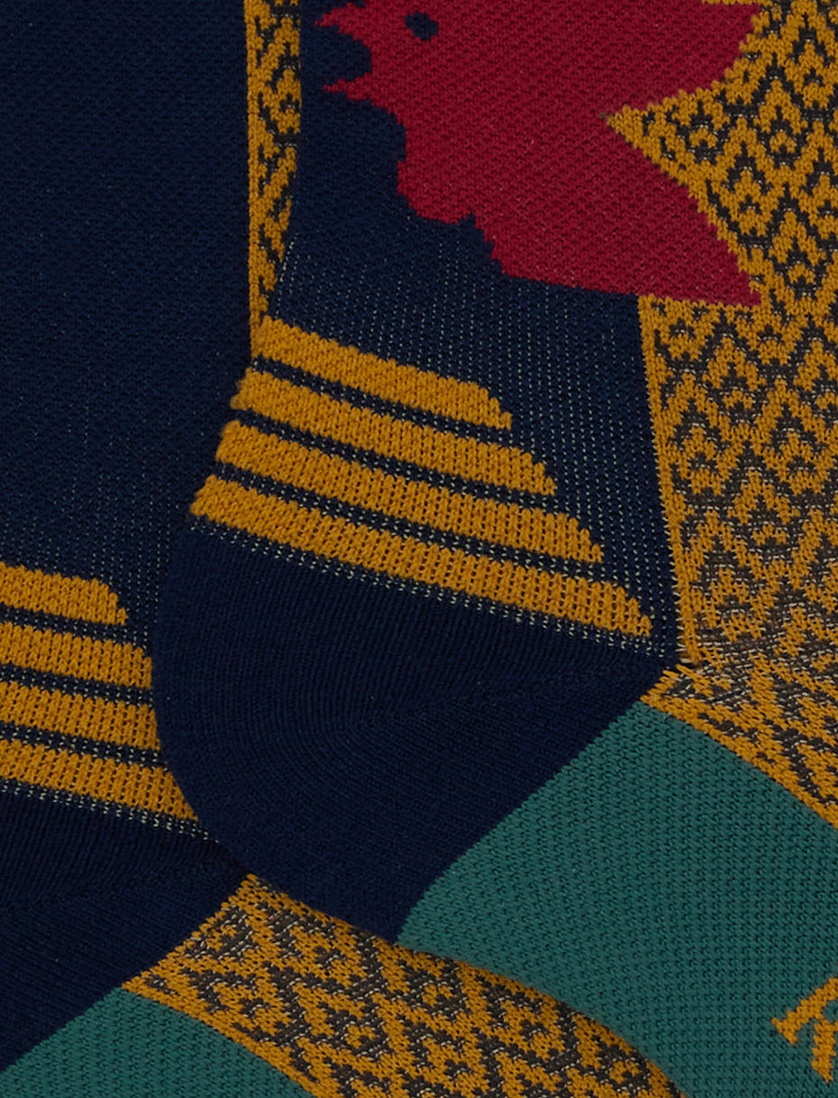 Men's short technical blue socks with small triangles - Gallo 1927 - Official Online Shop
