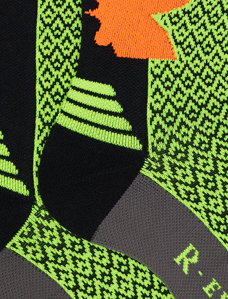 Men's short technical neon yellow socks with small triangles - Gallo 1927 - Official Online Shop