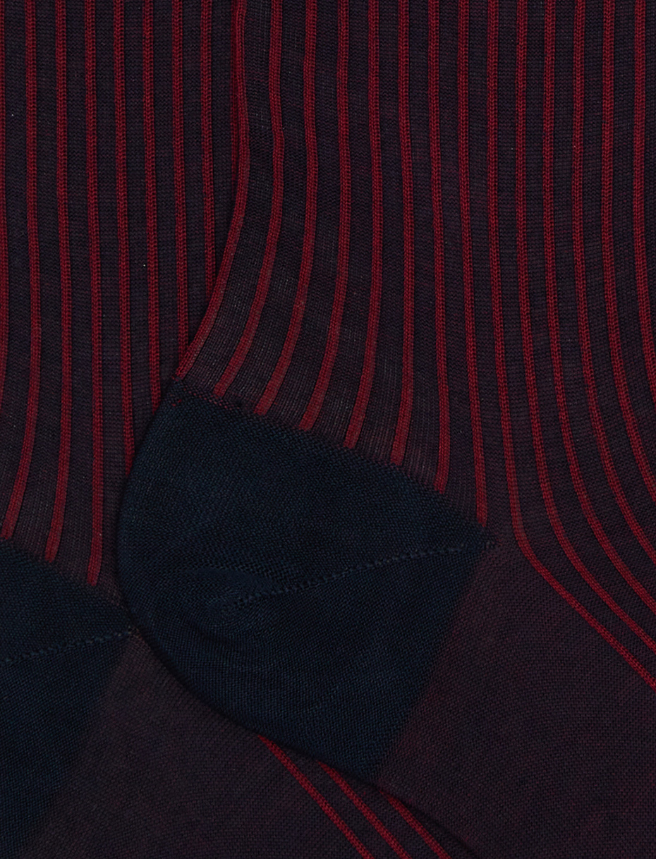Women's long blue twin-rib cotton socks - Gallo 1927 - Official Online Shop