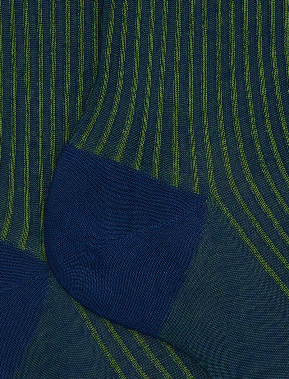 Women's long blue twin-rib cotton socks - Gallo 1927 - Official Online Shop