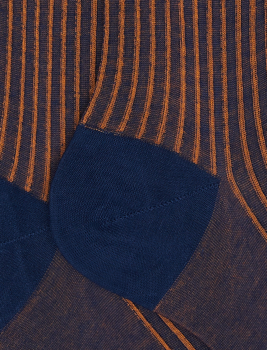 Women's long royal blue twin-rib cotton socks - Gallo 1927 - Official Online Shop