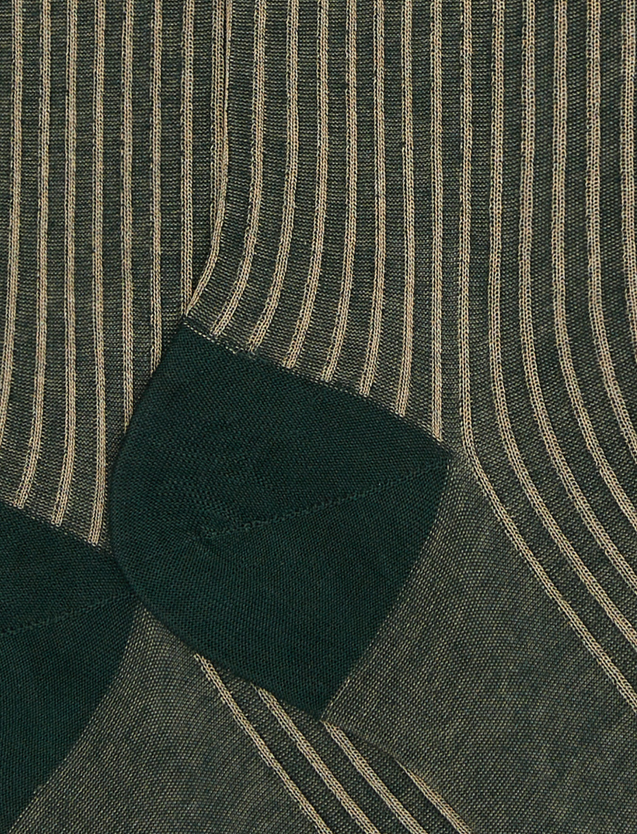 Women's long pine green twin-rib cotton socks - Gallo 1927 - Official Online Shop