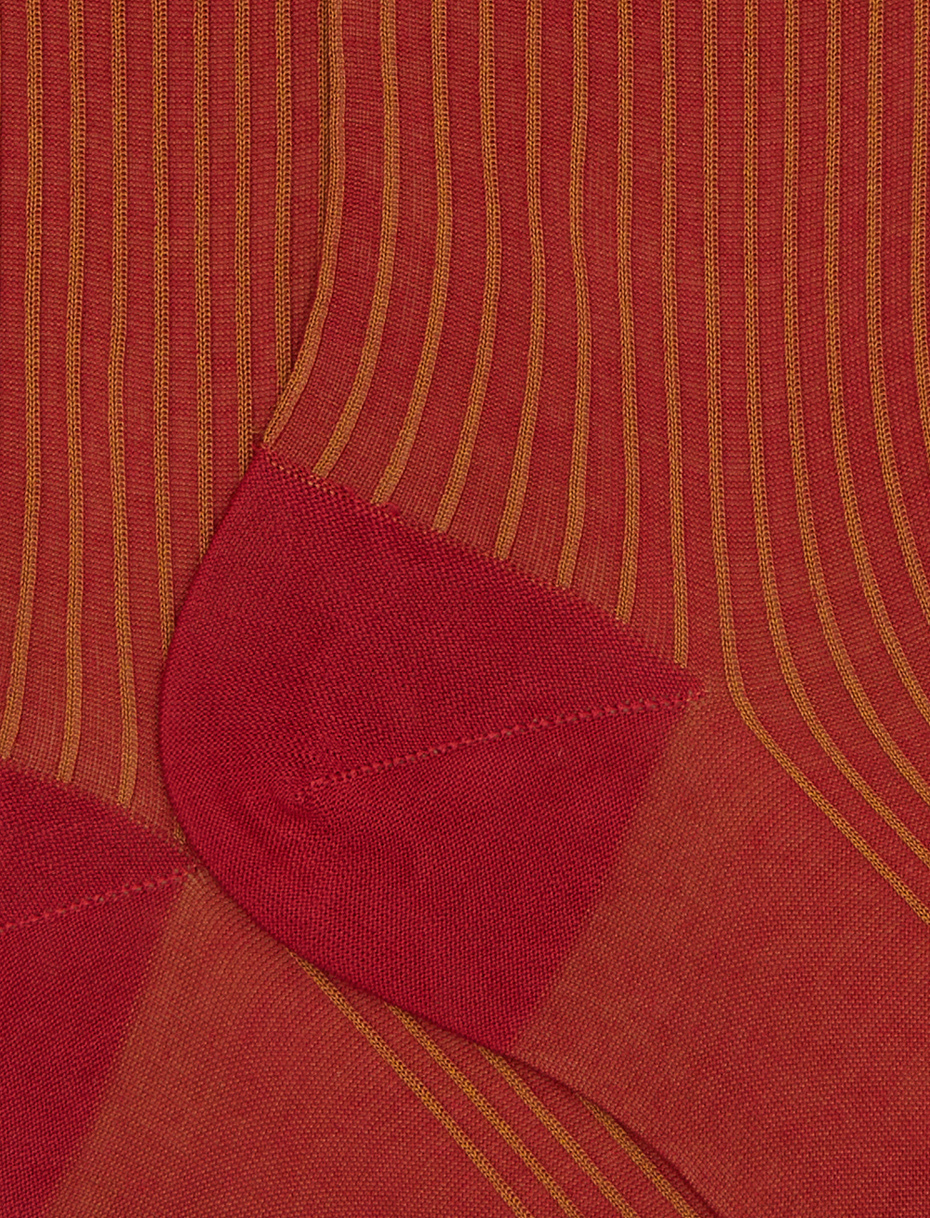 Women's long red twin-rib cotton socks - Gallo 1927 - Official Online Shop