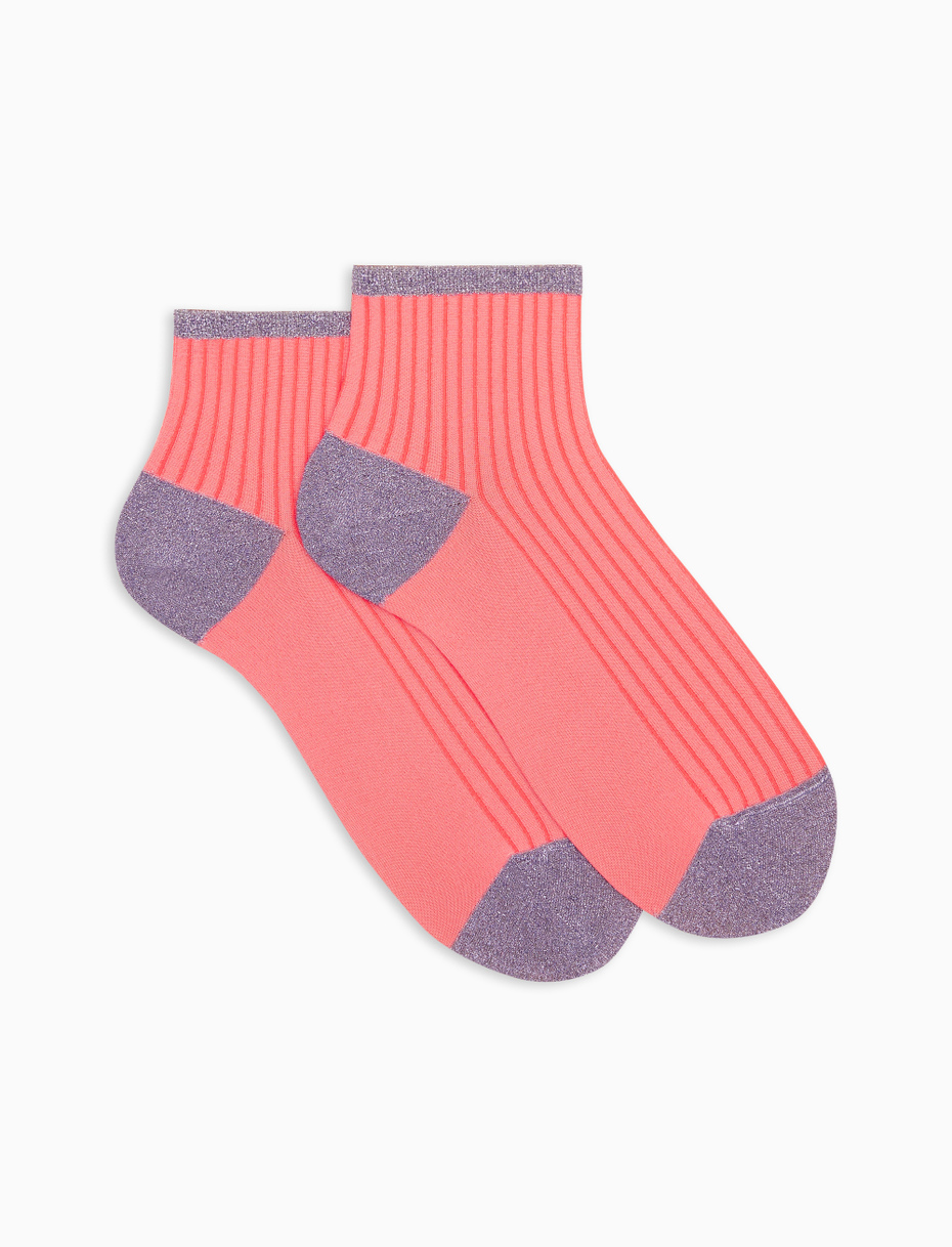 Women's super short neon calendula polyamide and lurex socks with twin rib - Gallo 1927 - Official Online Shop