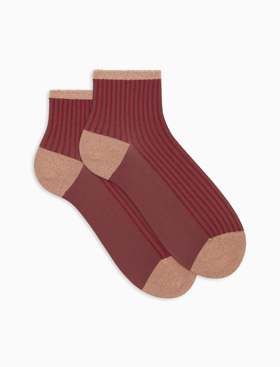 Women's super short red polyamide/lurex twin-rib socks - Gallo 1927 - Official Online Shop