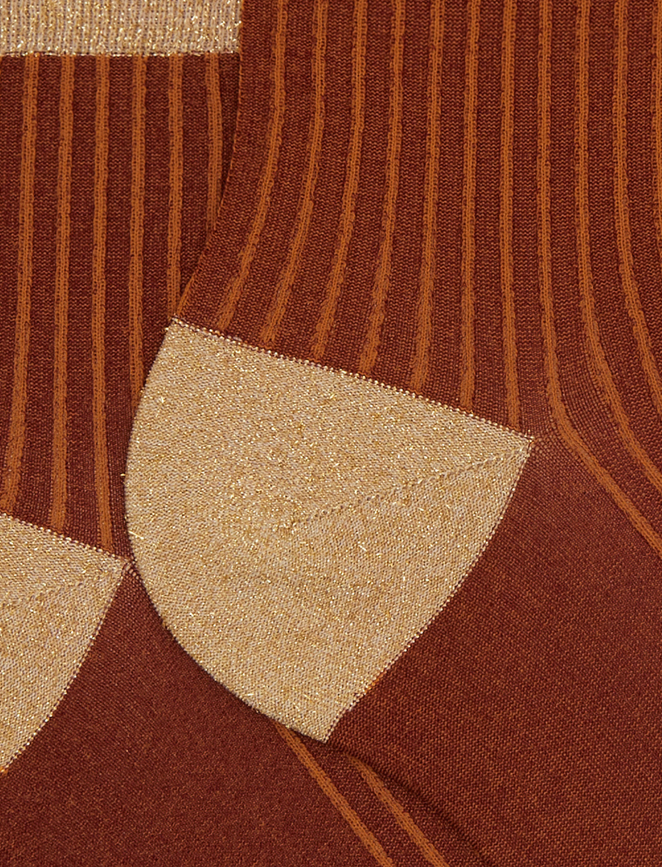 Women's super short brown polyamide and glitter twin-rib socks - Gallo 1927 - Official Online Shop