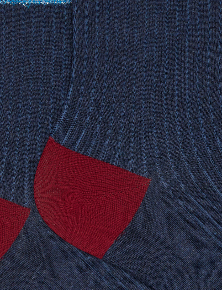 Calze corte donna cotone blu tinta unita a coste polso righe effetto scintillante - Gallo 1927 - Official Online Shop