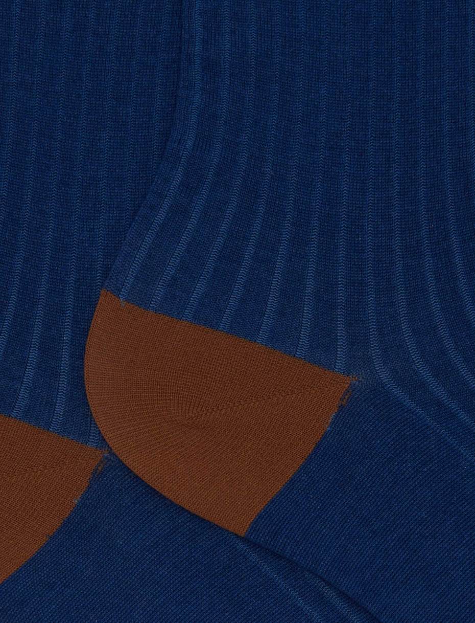 Calze corte donna cotone blu tinta unita a coste polso righe effetto scintillante - Gallo 1927 - Official Online Shop