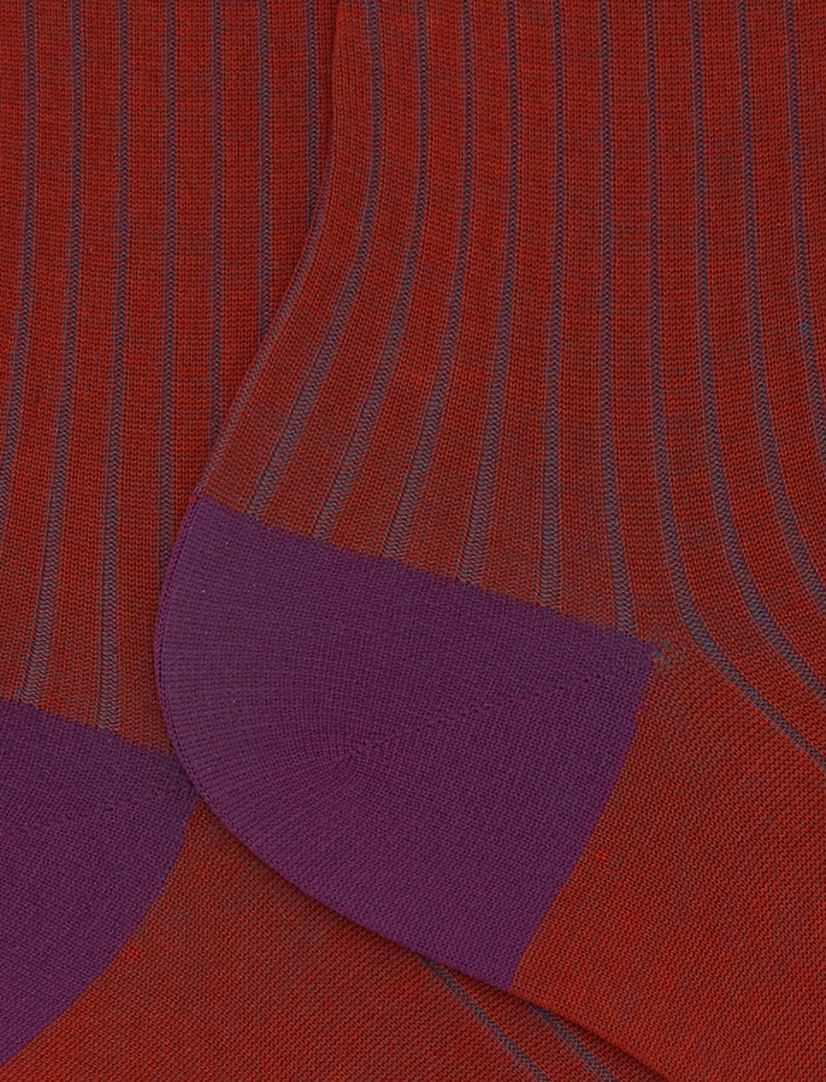 Calze corte donna cotone arancio tinta unita a coste polso righe effetto scintillante - Gallo 1927 - Official Online Shop