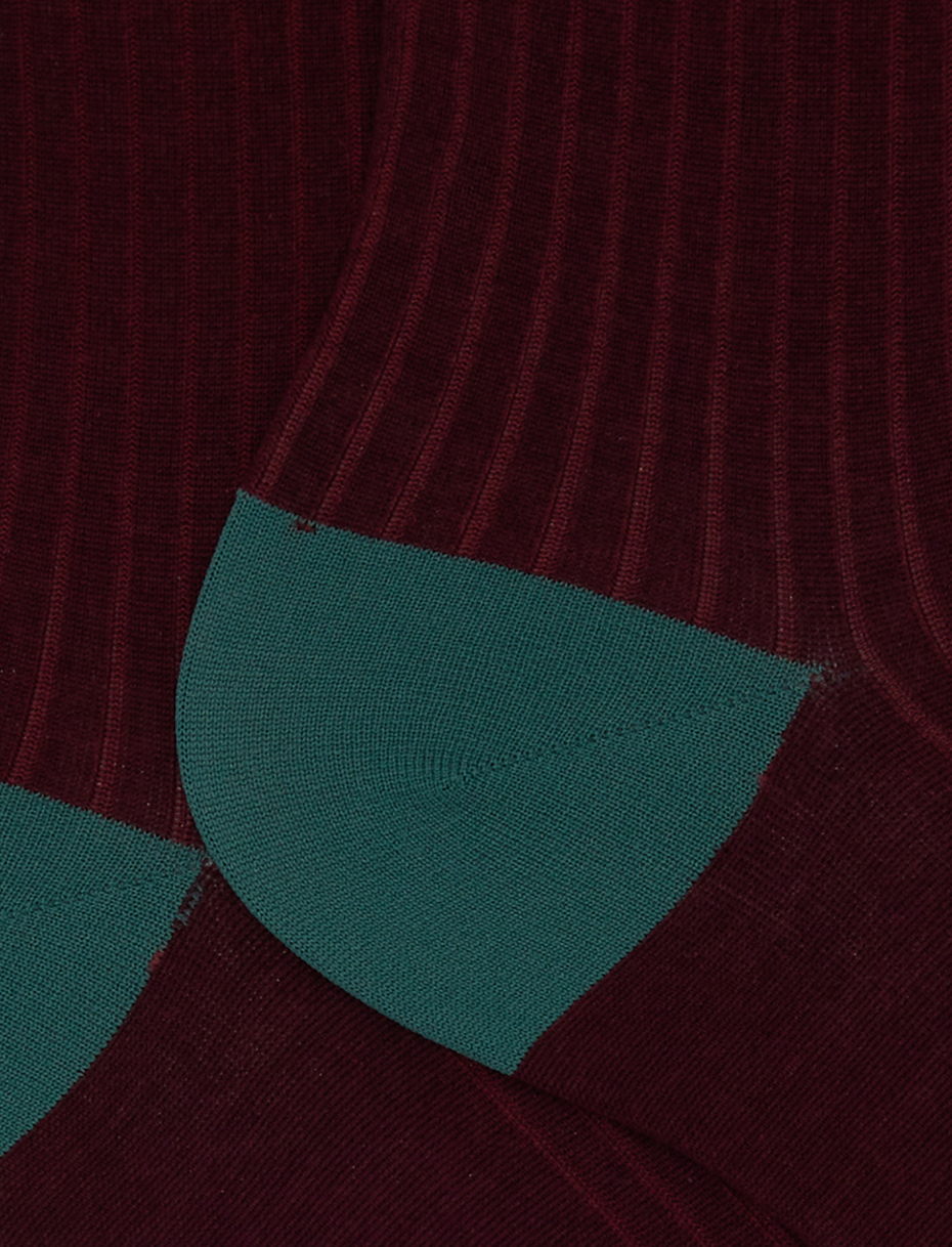 Calze corte donna cotone bordò tinta unita a coste polso righe effetto scintillante - Gallo 1927 - Official Online Shop