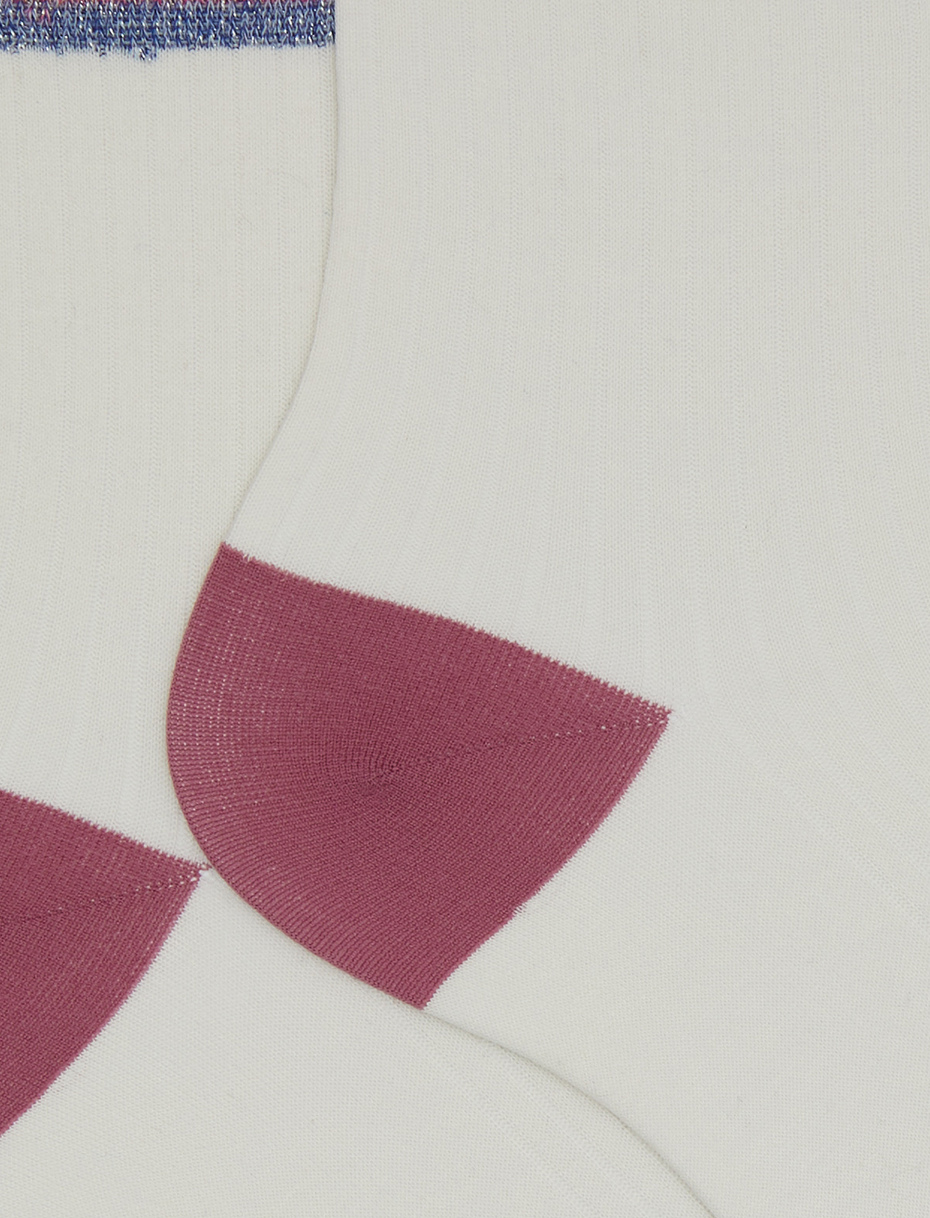 Calze corte donna cotone tinta unita a coste polso righe con effetto scintillante bianco - Gallo 1927 - Official Online Shop