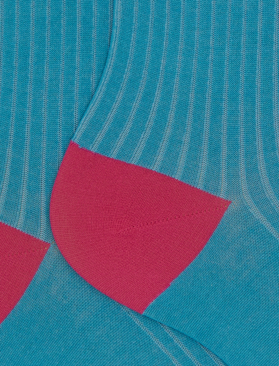 Calze corte donna cotone tinta unita a coste polso righe con effetto scintillante azzurro - Gallo 1927 - Official Online Shop