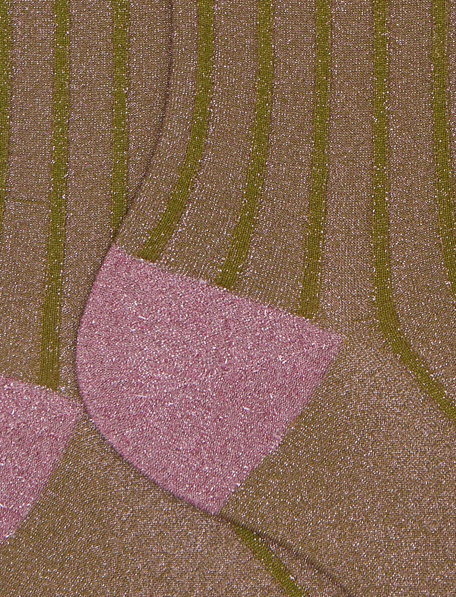 Women's short green glitter and spaced twin-rib socks - Gallo 1927 - Official Online Shop