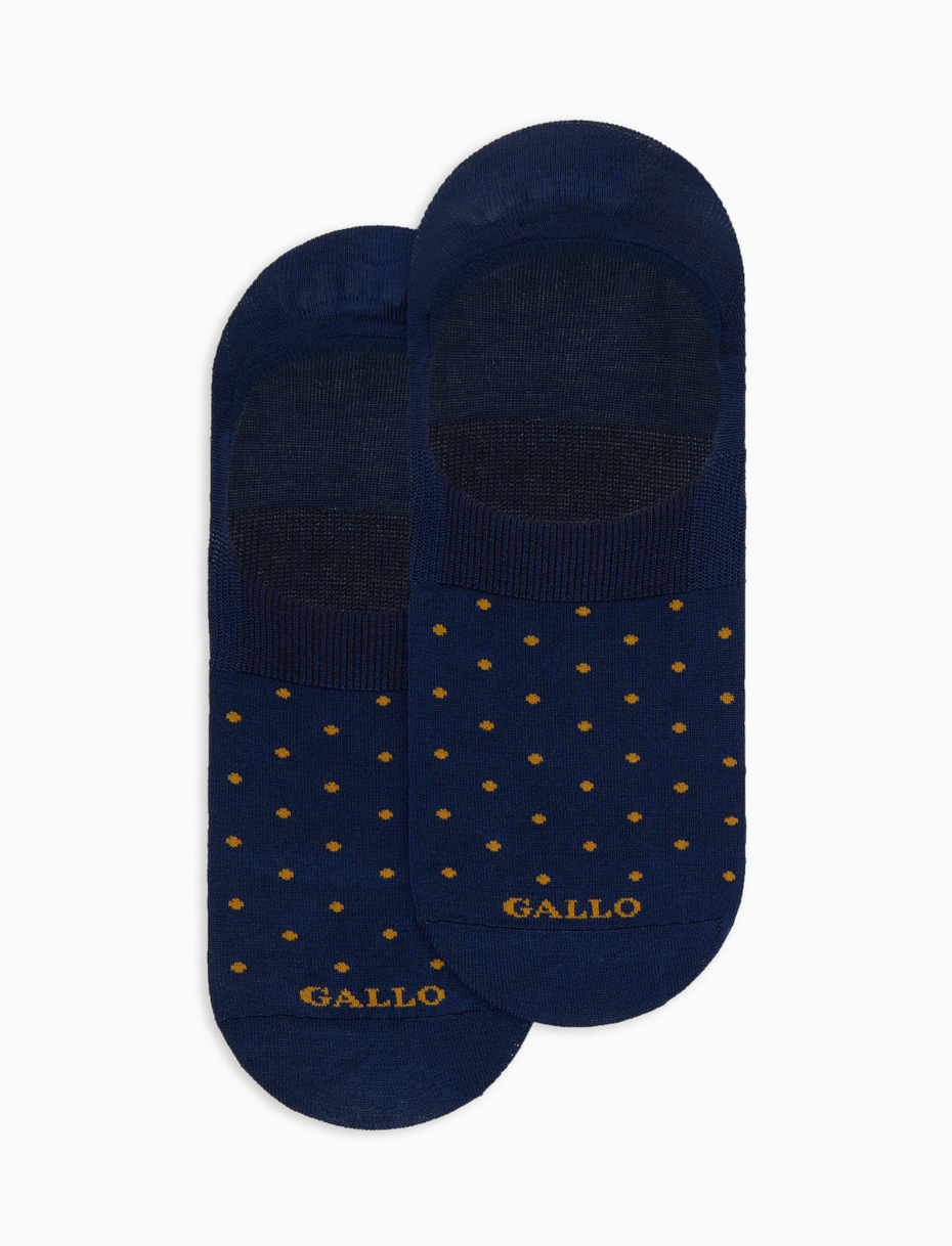 Men's blue cotton invisible socks with polka dot pattern - Gallo 1927 - Official Online Shop