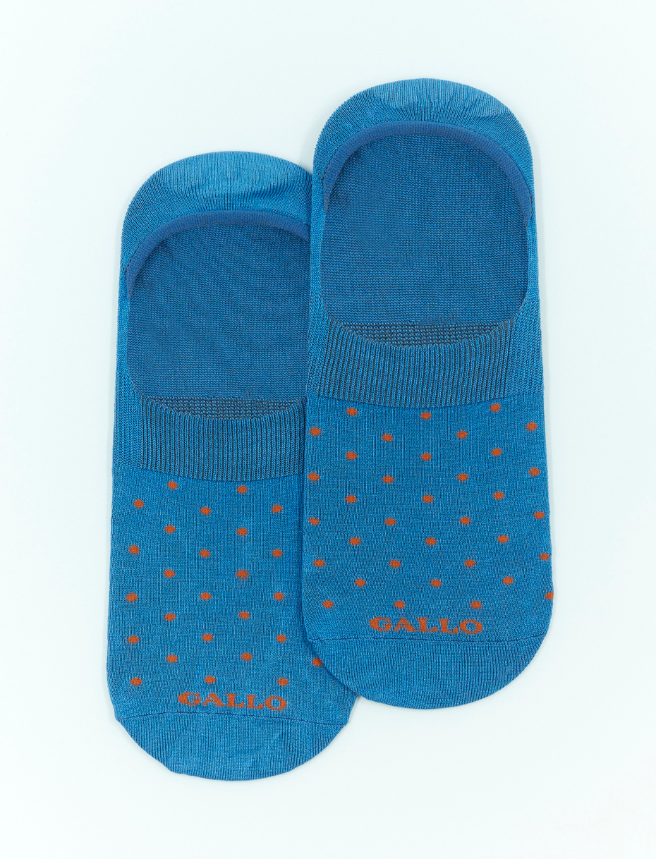 Men's Aegean blue ultra-light cotton invisible socks with polka dots - Gallo 1927 - Official Online Shop
