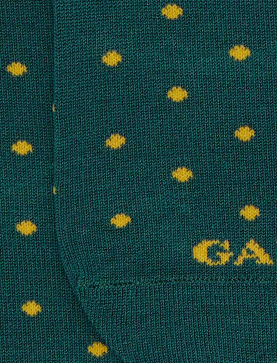 Men's green cotton invisible socks with polka dot pattern - Gallo 1927 - Official Online Shop