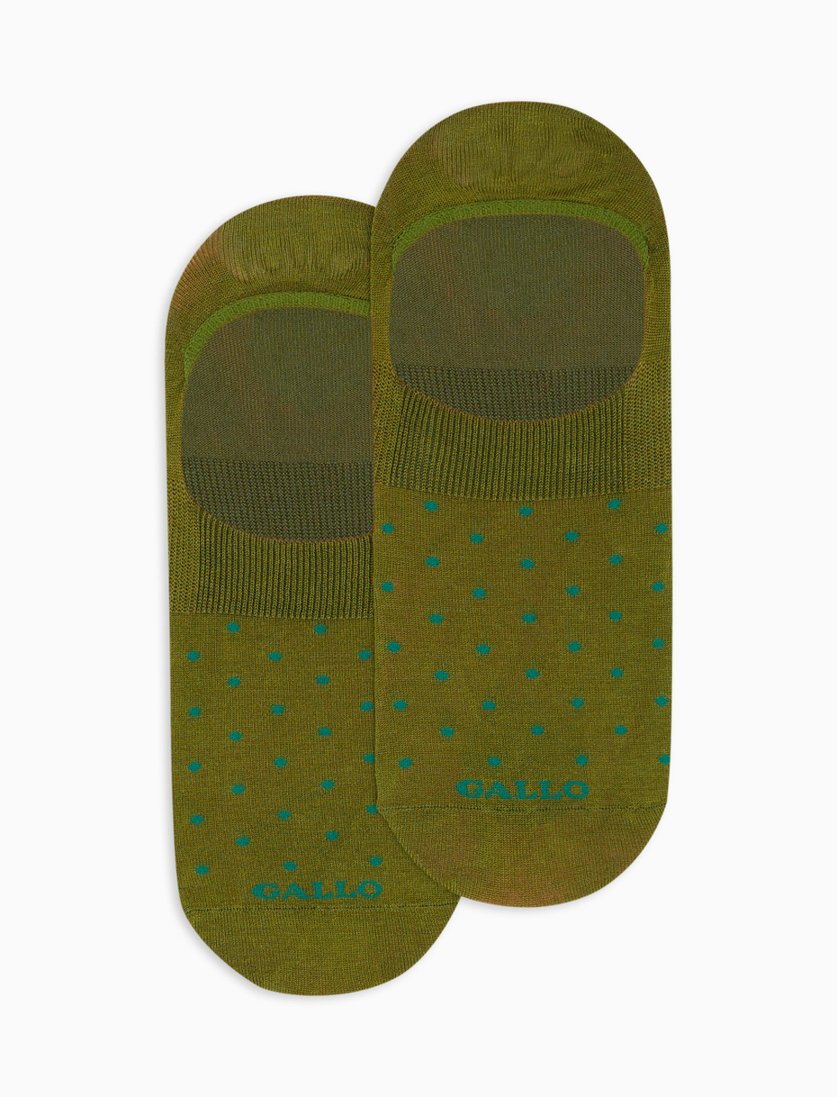 Women's olive green ultra-light cotton invisible socks with polka dots - Gallo 1927 - Official Online Shop