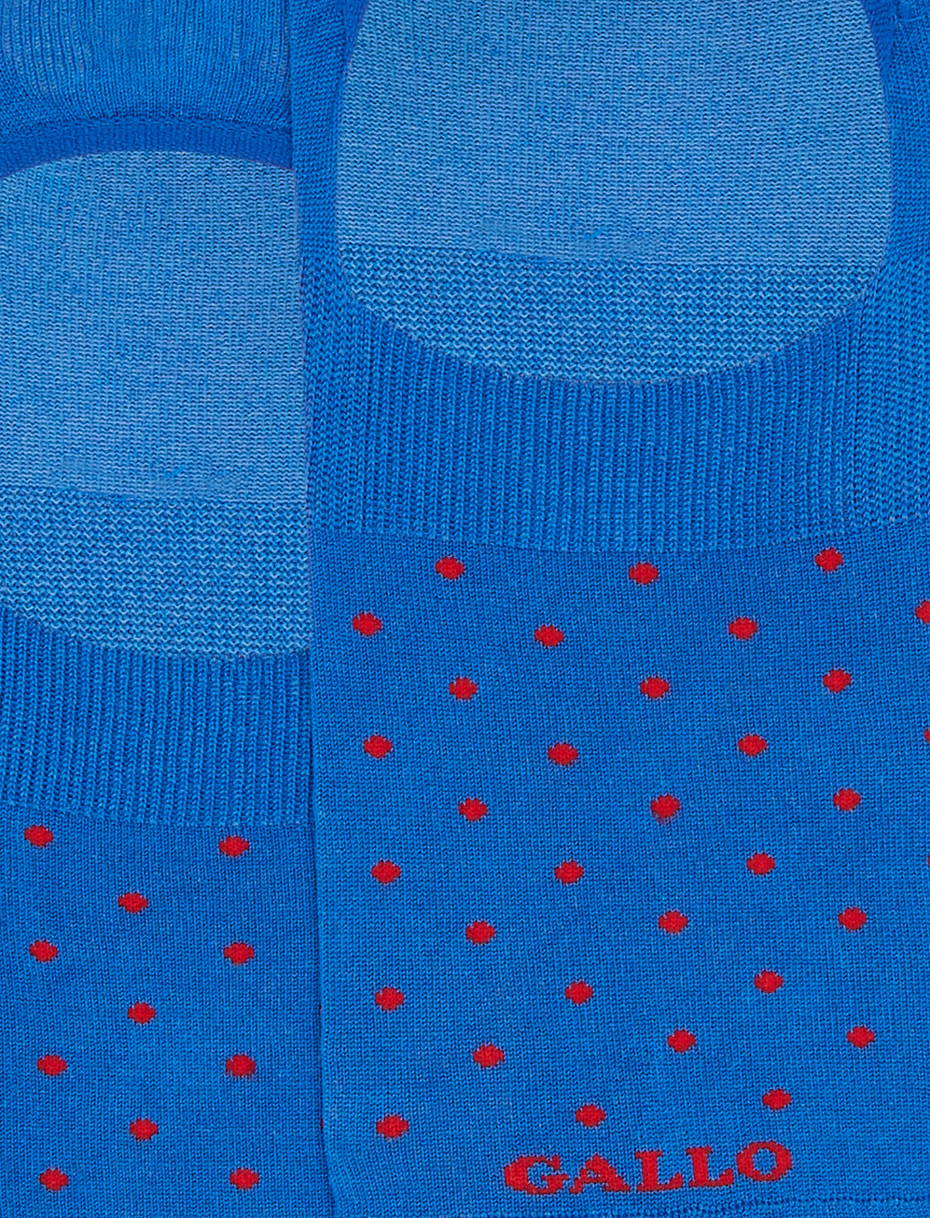 Women's periwinkle blue ultra-light cotton invisible socks with polka dots - Gallo 1927 - Official Online Shop