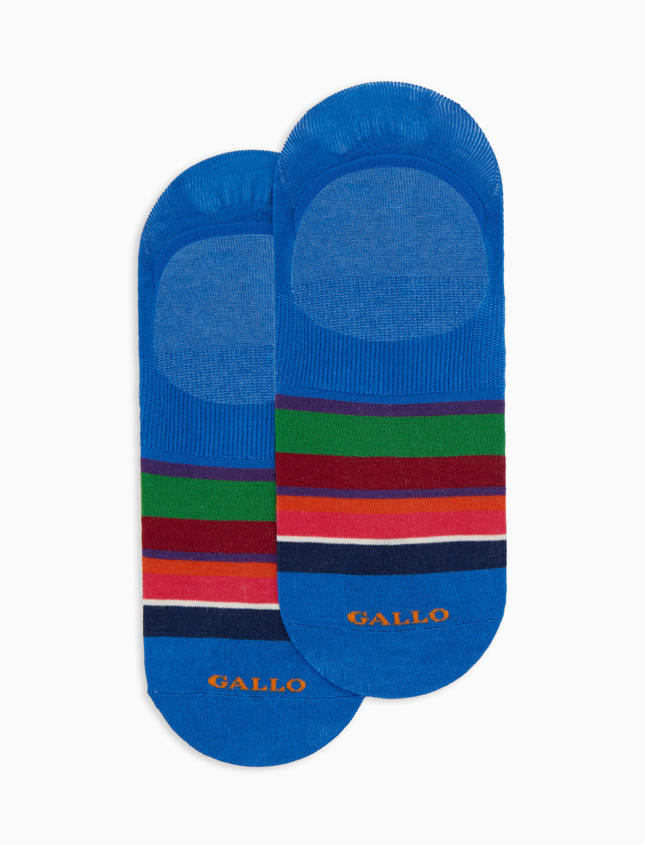 Men's light blue cotton invisible socks with multicoloured stripes - Gallo 1927 - Official Online Shop