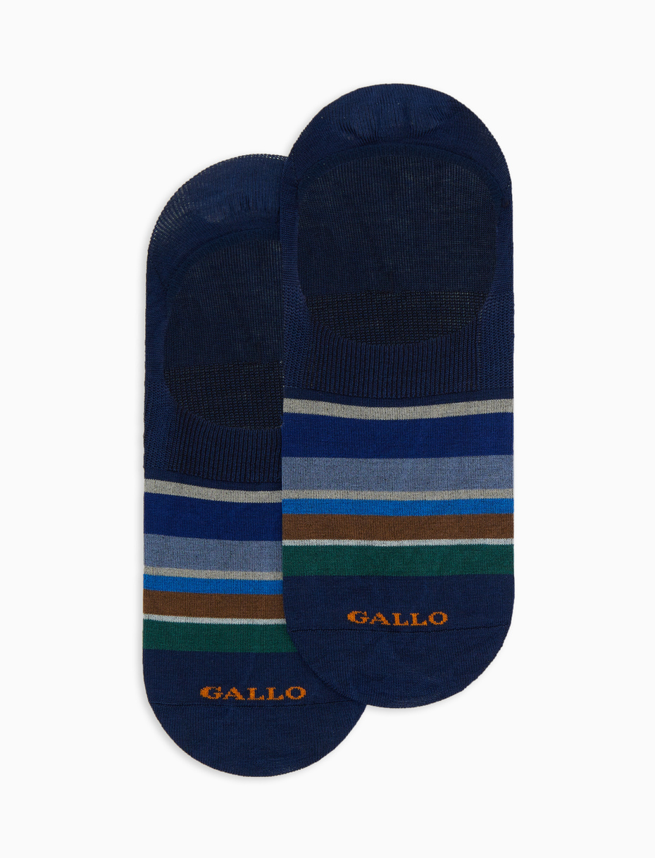 Women's blue cotton invisible socks with multicoloured stripes - Gallo 1927 - Official Online Shop