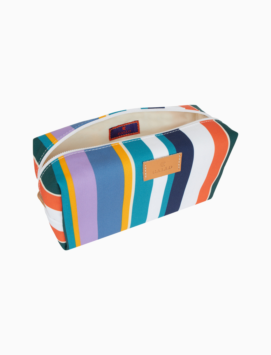 Unisex white bowler pouch bag with multicoloured stripes - Gallo 1927 - Official Online Shop