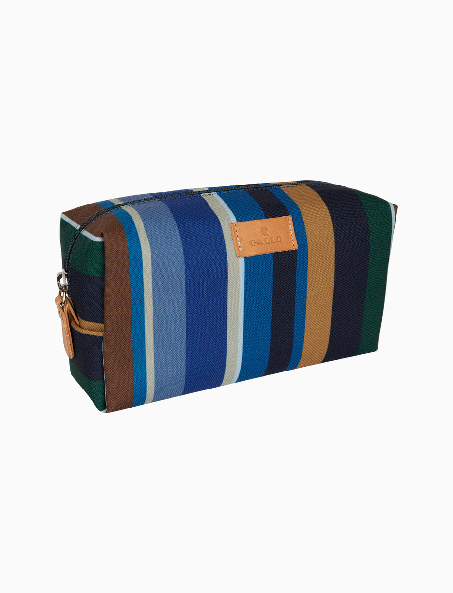 Unisex blue bowler pouch bag with multicoloured stripes - Gallo 1927 - Official Online Shop