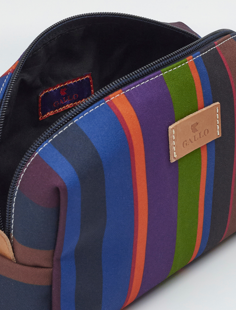 Unisex bowler pouch bag in royal blue polyester with multicoloured stripes - Gallo 1927 - Official Online Shop