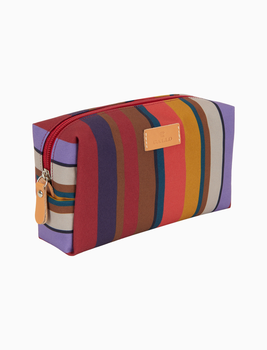 Unisex bowler pouch bag in burgundy with multicoloured stripes - Gallo 1927 - Official Online Shop