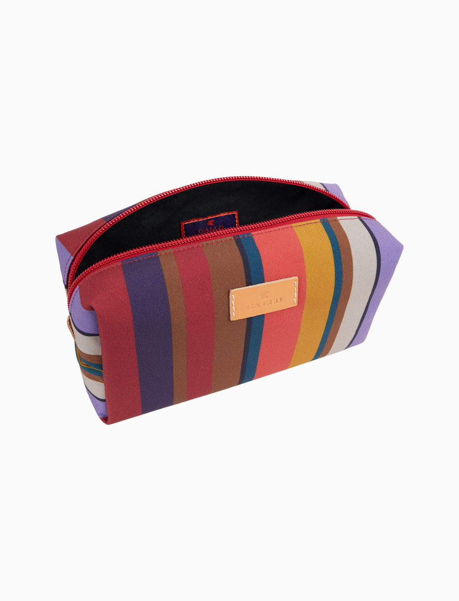Unisex bowler pouch bag in burgundy with multicoloured stripes - Gallo 1927 - Official Online Shop