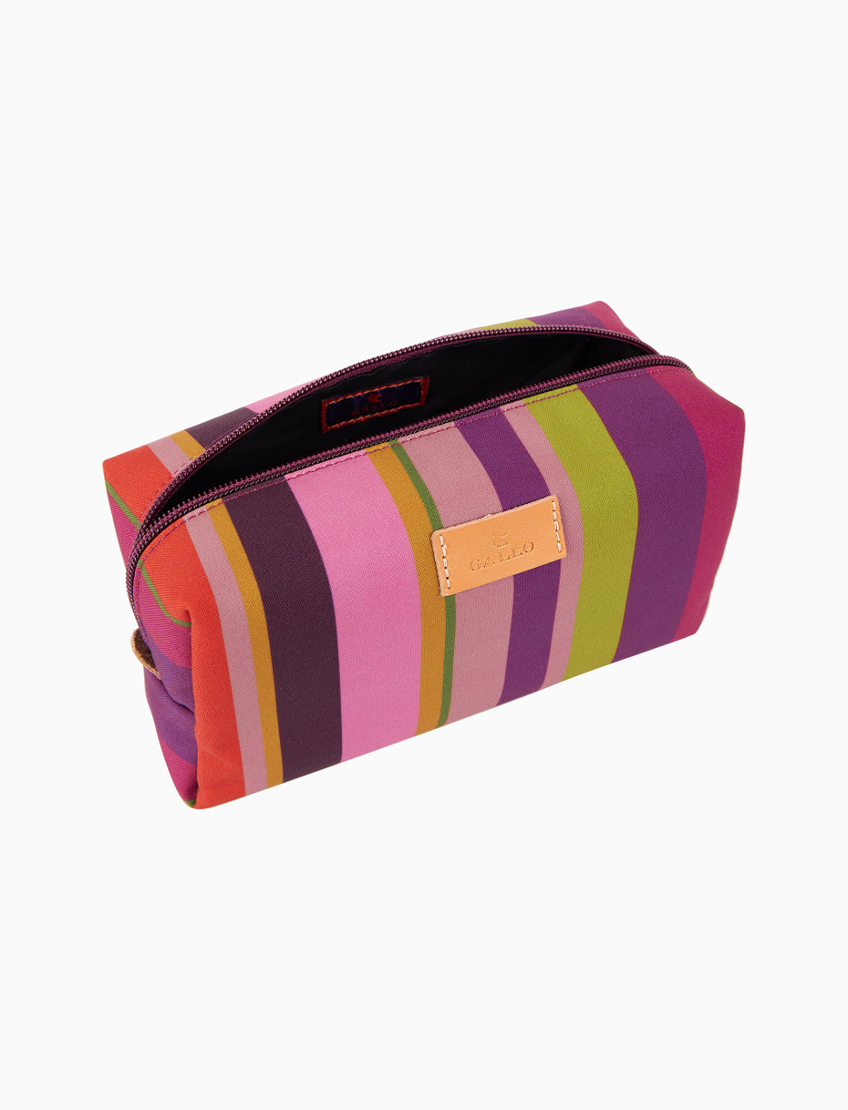 Unisex bowler pouch bag in purple with multicoloured stripes - Gallo 1927 - Official Online Shop