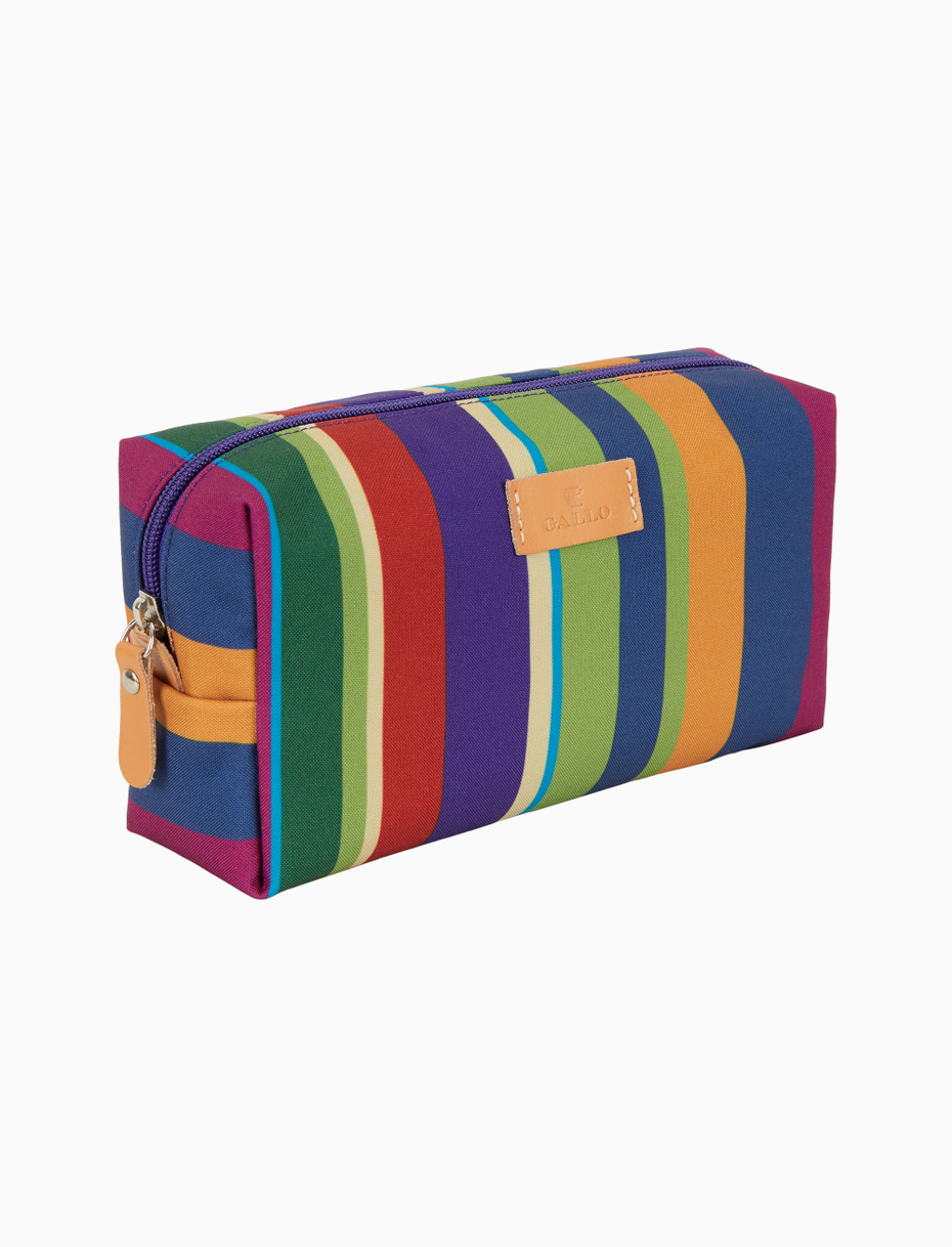 Unisex bowler pouch bag in blue with multicoloured stripes - Gallo 1927 - Official Online Shop