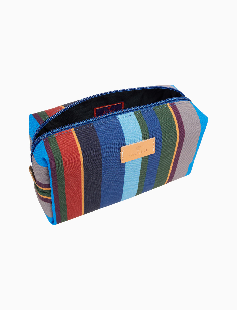 Unisex bowler pouch bag in blue with multicoloured stripes - Gallo 1927 - Official Online Shop
