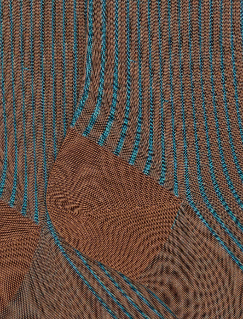 Women's long brown plated cotton socks - Gallo 1927 - Official Online Shop