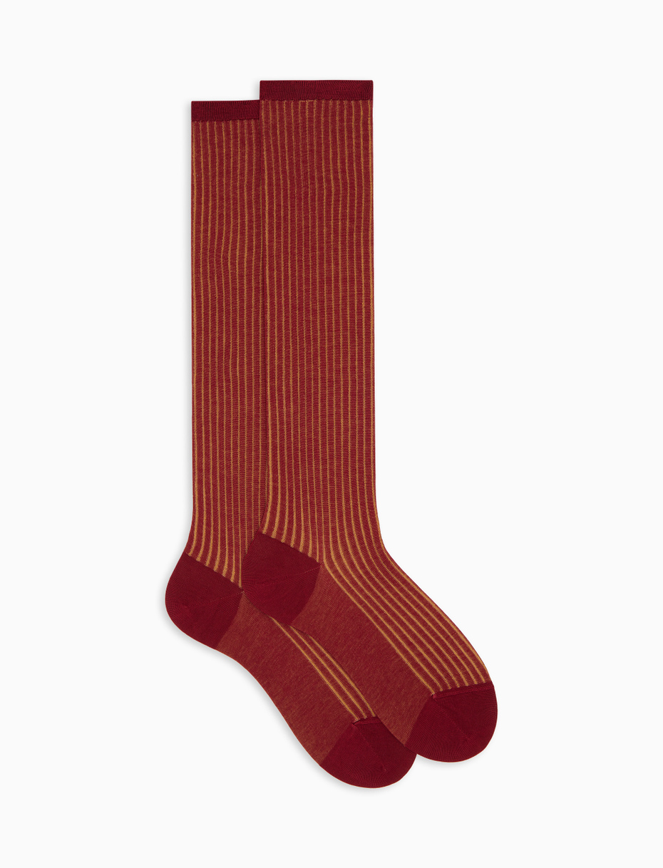 Women's long burgundy plated cotton socks - Gallo 1927 - Official Online Shop