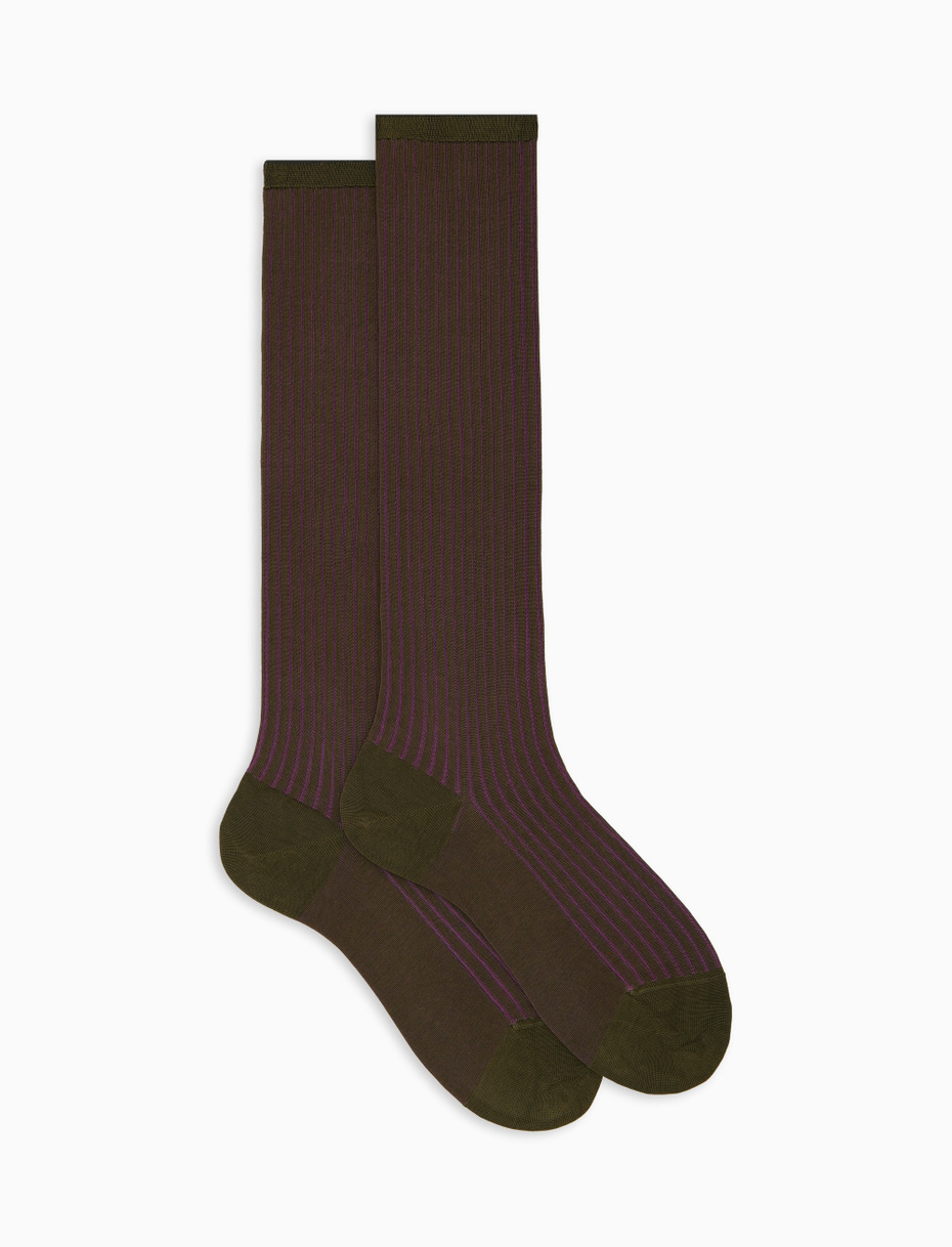 Women's long green plated cotton socks - Gallo 1927 - Official Online Shop