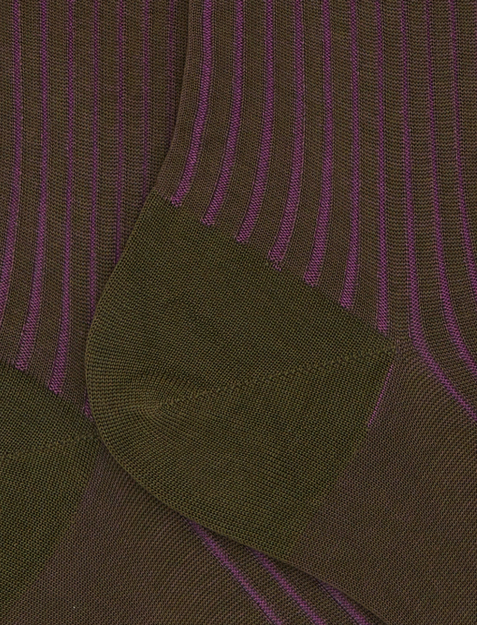 Women's long green plated cotton socks - Gallo 1927 - Official Online Shop