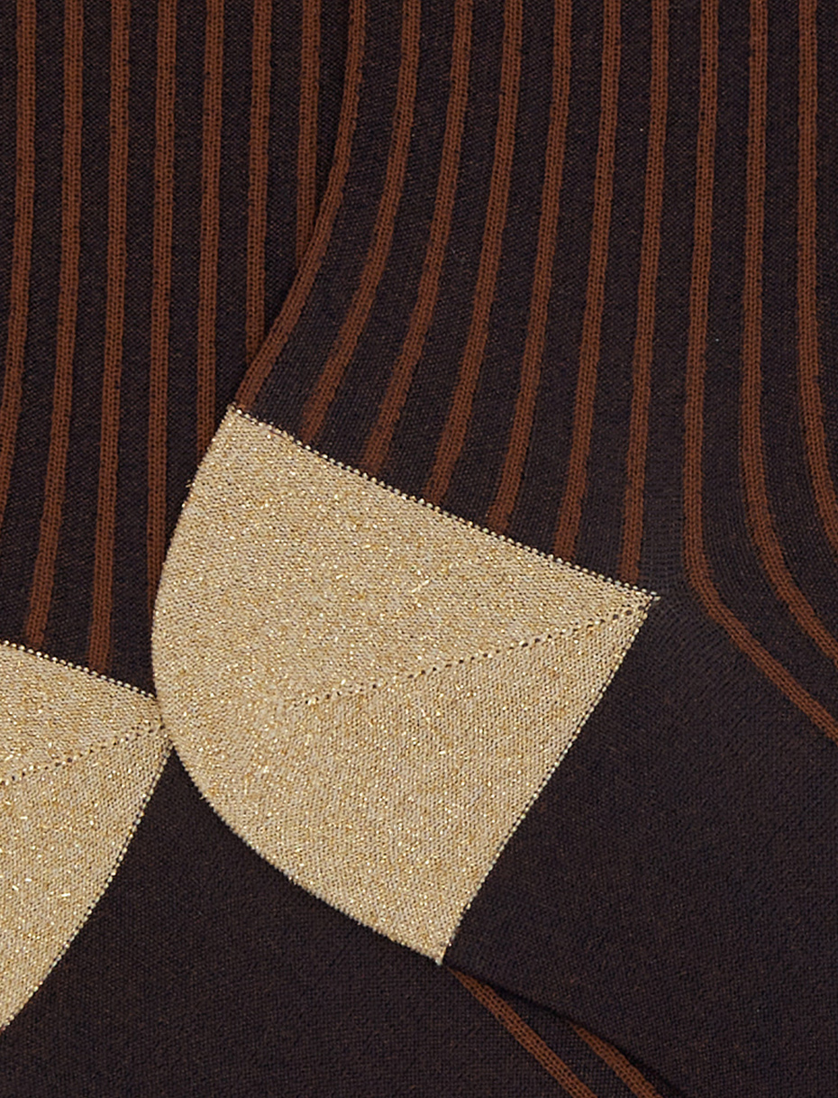 Calze corte donna marrone twin rib effetto scintillante - Gallo 1927 - Official Online Shop