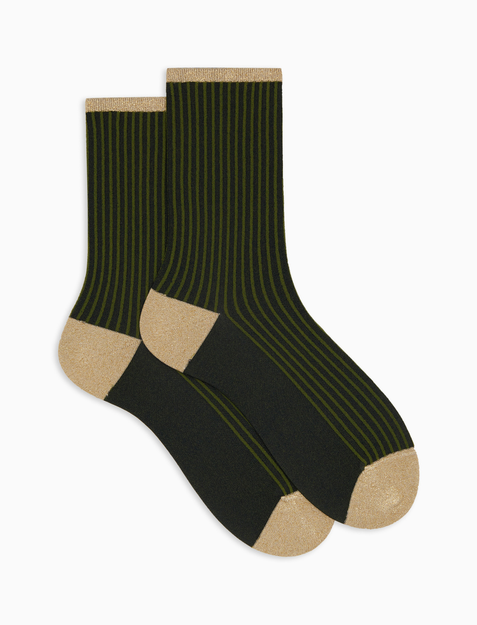 Calze corte donna verde twin rib effetto scintillante Gallo