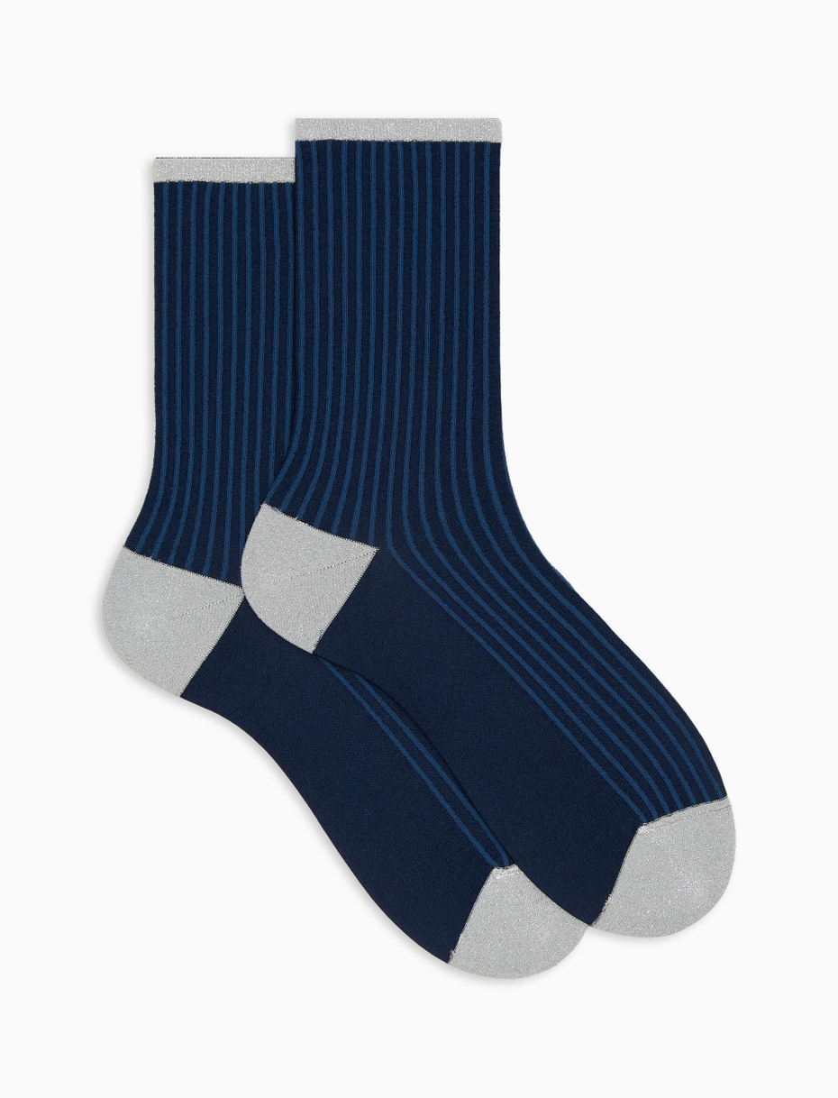 Calze corte donna blu twin rib effetto scintillante - Gallo 1927 - Official Online Shop