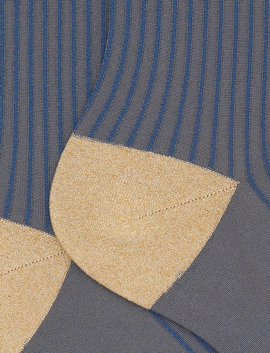 Women's short blue glitter socks with twin rib - Gallo 1927 - Official Online Shop