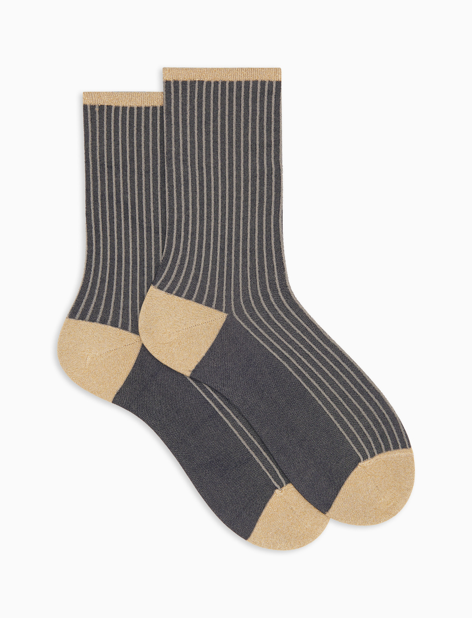 Women's short blue glitter socks with twin rib - Gallo 1927 - Official Online Shop