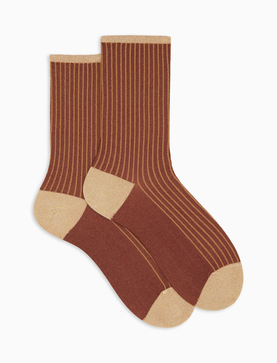 Women's short burgundy glitter socks with twin rib - Gallo 1927 - Official Online Shop