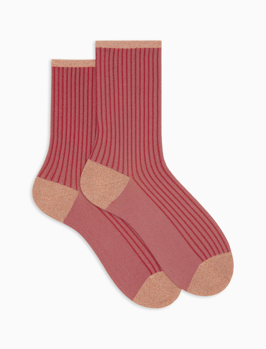 Women's short red glitter socks with twin rib - Gallo 1927 - Official Online Shop
